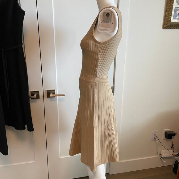 Pink Tartan Stretch Ballet Dress Fit & Flare Ribbed Viscose Nylon Camel/Tan XS - Picture 2 of 15